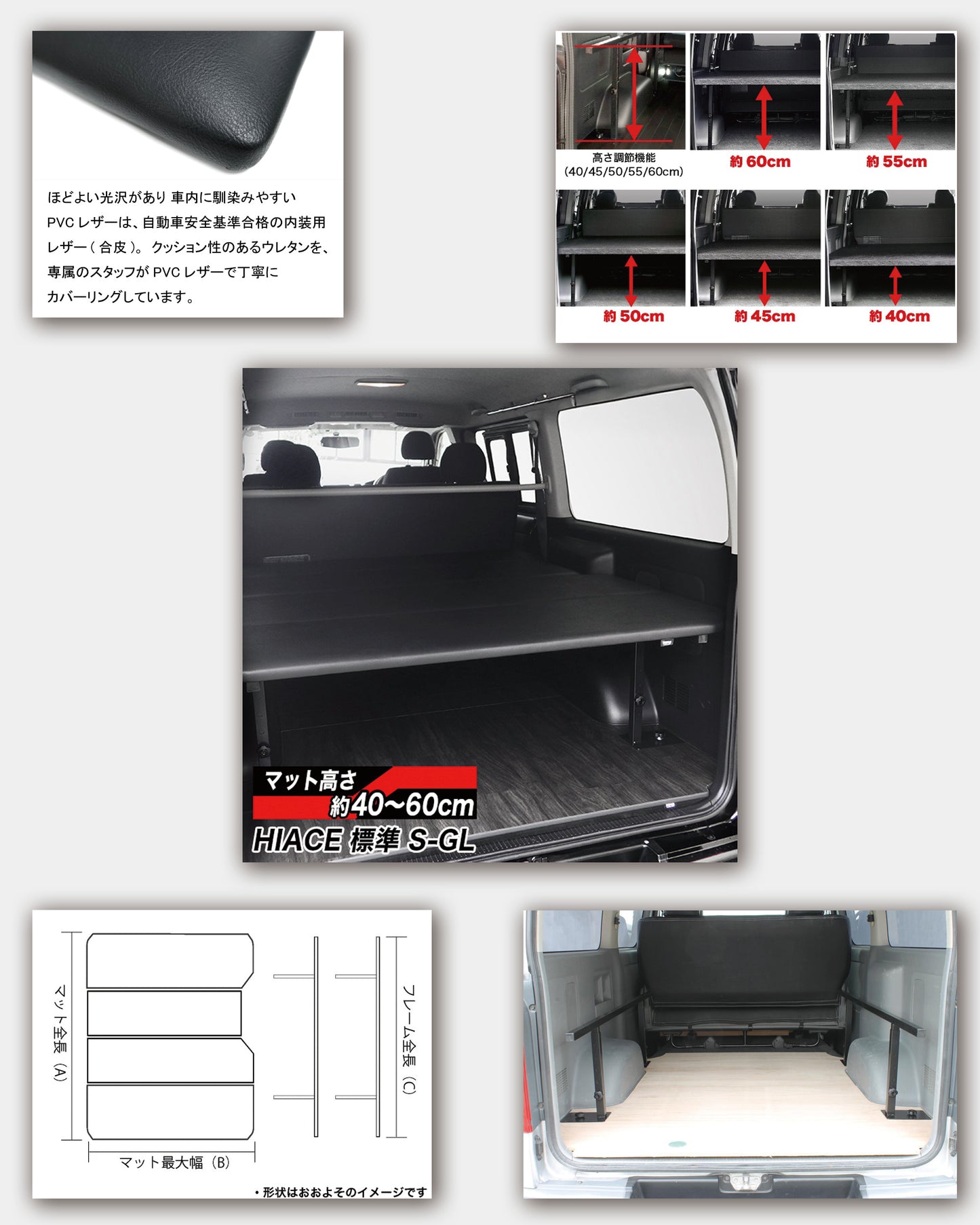 TOYOTA ハイエース S-GL用 ベッドキット(PVCレザー)